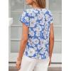 image:imagePRETTYGARDEN Rolled Short Sleeve Womens Tops Dressy Casual T Shirts Summer Floral V Neck Chiffon Blouses Vacation OutfitsSky Blue White Floral