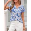 image:imagePRETTYGARDEN Rolled Short Sleeve Womens Tops Dressy Casual T Shirts Summer Floral V Neck Chiffon Blouses Vacation OutfitsSky Blue White Floral