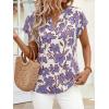 image:imagePRETTYGARDEN Rolled Short Sleeve Womens Tops Dressy Casual T Shirts Summer Floral V Neck Chiffon Blouses Vacation OutfitsWhite Blue Floral