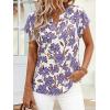 image:imagePRETTYGARDEN Rolled Short Sleeve Womens Tops Dressy Casual T Shirts Summer Floral V Neck Chiffon Blouses Vacation OutfitsWhite Blue Floral