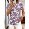 image:imagePRETTYGARDEN Rolled Short Sleeve Womens Tops Dressy Casual T Shirts Summer Floral V Neck Chiffon Blouses Vacation OutfitsWhite Blue Floral