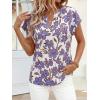 image:imagePRETTYGARDEN Rolled Short Sleeve Womens Tops Dressy Casual T Shirts Summer Floral V Neck Chiffon Blouses Vacation OutfitsWhite Blue Floral