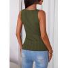 image:imagePRETTYGARDEN Sleeveless Button Down Shirts for Women Summer 2026 Going Out Ribbed Knit Tank Tops Y2K Clothes Trendy Vest TopsArmy Green