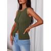 image:imagePRETTYGARDEN Sleeveless Button Down Shirts for Women Summer 2026 Going Out Ribbed Knit Tank Tops Y2K Clothes Trendy Vest TopsArmy Green