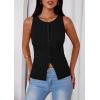 image:imagePRETTYGARDEN Sleeveless Button Down Shirts for Women Summer 2026 Going Out Ribbed Knit Tank Tops Y2K Clothes Trendy Vest TopsBlack