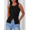 image:imagePRETTYGARDEN Sleeveless Button Down Shirts for Women Summer 2026 Going Out Ribbed Knit Tank Tops Y2K Clothes Trendy Vest TopsBlack
