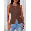 image:imagePRETTYGARDEN Sleeveless Button Down Shirts for Women Summer 2026 Going Out Ribbed Knit Tank Tops Y2K Clothes Trendy Vest TopsBrown