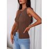 image:imagePRETTYGARDEN Sleeveless Button Down Shirts for Women Summer 2026 Going Out Ribbed Knit Tank Tops Y2K Clothes Trendy Vest TopsBrown