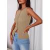 image:imagePRETTYGARDEN Sleeveless Button Down Shirts for Women Summer 2026 Going Out Ribbed Knit Tank Tops Y2K Clothes Trendy Vest TopsCamel