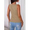 image:imagePRETTYGARDEN Sleeveless Button Down Shirts for Women Summer 2026 Going Out Ribbed Knit Tank Tops Y2K Clothes Trendy Vest TopsCamel