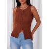 image:imagePRETTYGARDEN Sleeveless Button Down Shirts for Women Summer 2026 Going Out Ribbed Knit Tank Tops Y2K Clothes Trendy Vest TopsCaramel