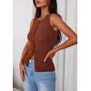 image:imagePRETTYGARDEN Sleeveless Button Down Shirts for Women Summer 2026 Going Out Ribbed Knit Tank Tops Y2K Clothes Trendy Vest TopsCaramel