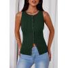 image:imagePRETTYGARDEN Sleeveless Button Down Shirts for Women Summer 2026 Going Out Ribbed Knit Tank Tops Y2K Clothes Trendy Vest TopsDark Green