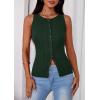 image:imagePRETTYGARDEN Sleeveless Button Down Shirts for Women Summer 2026 Going Out Ribbed Knit Tank Tops Y2K Clothes Trendy Vest TopsDark Green