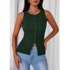 image:imagePRETTYGARDEN Sleeveless Button Down Shirts for Women Summer 2026 Going Out Ribbed Knit Tank Tops Y2K Clothes Trendy Vest TopsDark Green