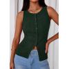 image:imagePRETTYGARDEN Sleeveless Button Down Shirts for Women Summer 2026 Going Out Ribbed Knit Tank Tops Y2K Clothes Trendy Vest TopsDark Green
