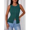 image:imagePRETTYGARDEN Sleeveless Button Down Shirts for Women Summer 2026 Going Out Ribbed Knit Tank Tops Y2K Clothes Trendy Vest TopsMalachite Green