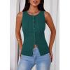 image:imagePRETTYGARDEN Sleeveless Button Down Shirts for Women Summer 2026 Going Out Ribbed Knit Tank Tops Y2K Clothes Trendy Vest TopsMalachite Green