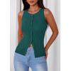 image:imagePRETTYGARDEN Sleeveless Button Down Shirts for Women Summer 2026 Going Out Ribbed Knit Tank Tops Y2K Clothes Trendy Vest TopsMalachite Green