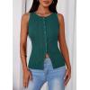 image:imagePRETTYGARDEN Sleeveless Button Down Shirts for Women Summer 2026 Going Out Ribbed Knit Tank Tops Y2K Clothes Trendy Vest TopsMalachite Green