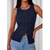 image:imagePRETTYGARDEN Sleeveless Button Down Shirts for Women Summer 2026 Going Out Ribbed Knit Tank Tops Y2K Clothes Trendy Vest TopsNavy