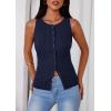 image:imagePRETTYGARDEN Sleeveless Button Down Shirts for Women Summer 2026 Going Out Ribbed Knit Tank Tops Y2K Clothes Trendy Vest TopsNavy