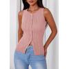image:imagePRETTYGARDEN Sleeveless Button Down Shirts for Women Summer 2026 Going Out Ribbed Knit Tank Tops Y2K Clothes Trendy Vest TopsPink