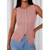 image:imagePRETTYGARDEN Sleeveless Button Down Shirts for Women Summer 2026 Going Out Ribbed Knit Tank Tops Y2K Clothes Trendy Vest TopsPink