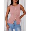 image:imagePRETTYGARDEN Sleeveless Button Down Shirts for Women Summer 2026 Going Out Ribbed Knit Tank Tops Y2K Clothes Trendy Vest TopsPink
