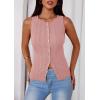 image:imagePRETTYGARDEN Sleeveless Button Down Shirts for Women Summer 2026 Going Out Ribbed Knit Tank Tops Y2K Clothes Trendy Vest TopsPink