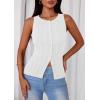 image:imagePRETTYGARDEN Sleeveless Button Down Shirts for Women Summer 2026 Going Out Ribbed Knit Tank Tops Y2K Clothes Trendy Vest TopsWhite