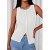 image:imagePRETTYGARDEN Sleeveless Button Down Shirts for Women Summer 2026 Going Out Ribbed Knit Tank Tops Y2K Clothes Trendy Vest TopsWhite