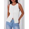 image:imagePRETTYGARDEN Sleeveless Button Down Shirts for Women Summer 2026 Going Out Ribbed Knit Tank Tops Y2K Clothes Trendy Vest TopsWhite