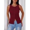 image:imagePRETTYGARDEN Sleeveless Button Down Shirts for Women Summer 2026 Going Out Ribbed Knit Tank Tops Y2K Clothes Trendy Vest TopsWine Red