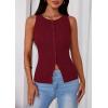 image:imagePRETTYGARDEN Sleeveless Button Down Shirts for Women Summer 2026 Going Out Ribbed Knit Tank Tops Y2K Clothes Trendy Vest TopsWine Red