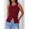 image:imagePRETTYGARDEN Sleeveless Button Down Shirts for Women Summer 2026 Going Out Ribbed Knit Tank Tops Y2K Clothes Trendy Vest TopsWine Red