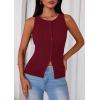 image:imagePRETTYGARDEN Sleeveless Button Down Shirts for Women Summer 2026 Going Out Ribbed Knit Tank Tops Y2K Clothes Trendy Vest TopsWine Red