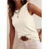 image:imagePRETTYGARDEN Sleeveless Sweater Tops for Women 2026 Summer Dressy Ribbed Tank Tops Spring Business Casual Work Shirts BlousesBeige White