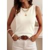 image:imagePRETTYGARDEN Sleeveless Sweater Tops for Women 2026 Summer Dressy Ribbed Tank Tops Spring Business Casual Work Shirts BlousesBeige White