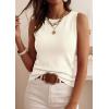 image:imagePRETTYGARDEN Sleeveless Sweater Tops for Women 2026 Summer Dressy Ribbed Tank Tops Spring Business Casual Work Shirts BlousesBeige White