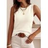 image:imagePRETTYGARDEN Sleeveless Sweater Tops for Women 2026 Summer Dressy Ribbed Tank Tops Spring Business Casual Work Shirts BlousesBeige White
