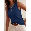 image:imagePRETTYGARDEN Sleeveless Sweater Tops for Women 2026 Summer Dressy Ribbed Tank Tops Spring Business Casual Work Shirts BlousesDark Blue