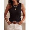 image:imagePRETTYGARDEN Sleeveless Sweater Tops for Women 2026 Summer Dressy Ribbed Tank Tops Spring Business Casual Work Shirts BlousesDark Brown