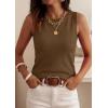 image:imagePRETTYGARDEN Sleeveless Sweater Tops for Women 2026 Summer Dressy Ribbed Tank Tops Spring Business Casual Work Shirts BlousesDark Khaki