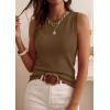 image:imagePRETTYGARDEN Sleeveless Sweater Tops for Women 2026 Summer Dressy Ribbed Tank Tops Spring Business Casual Work Shirts BlousesDark Khaki