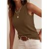 image:imagePRETTYGARDEN Sleeveless Sweater Tops for Women 2026 Summer Dressy Ribbed Tank Tops Spring Business Casual Work Shirts BlousesDark Khaki