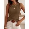 image:imagePRETTYGARDEN Sleeveless Sweater Tops for Women 2026 Summer Dressy Ribbed Tank Tops Spring Business Casual Work Shirts BlousesDark Khaki