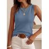 image:imagePRETTYGARDEN Sleeveless Sweater Tops for Women 2026 Summer Dressy Ribbed Tank Tops Spring Business Casual Work Shirts BlousesGrey Blue