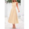 image:imagePRETTYGARDEN Spring Casual Dresses for Women 2026 Summer Business Work Midi Sleeveless A Line Pleated Cocktail DressApricot