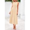 image:imagePRETTYGARDEN Spring Casual Dresses for Women 2026 Summer Business Work Midi Sleeveless A Line Pleated Cocktail DressApricot